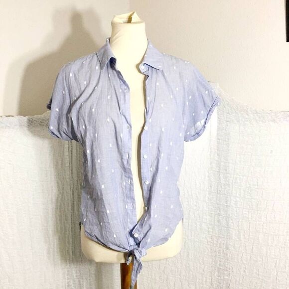 Cloth & Stone "Dot" Tie Front Shirt Top Size Small - Picture 4 of 7